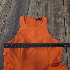 Lulus Masterfully Mod Side Button Midi Dress Womens L Bright Orange Retro Mod