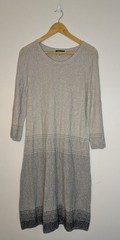 Spense Silver Gray Black Knit Sweater Dress Metallic Cotton Rayon Long Sleeve L