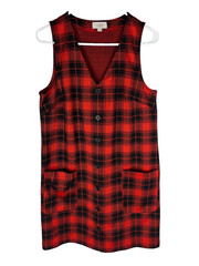 ANN TAYLOR LOFT Dress Sz 8 Red Plaid Sleeveless Boho Country Cottagecore Grunge