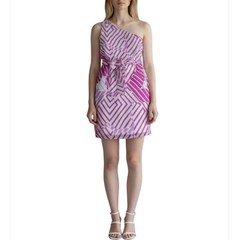 Theory Silk Pink Mini Dress Size 6 One Shoulder Romantic Fairycore Date Night
