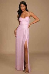 Lulu&rsquo;s MADE WITH LOVE Sparkle PINK Maxi Dress Size L Glamour Cutout Metallic NWT