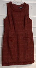 Lands&rsquo; End Rust Nubby Textured Lined Sleeveless Dress w/ Pockets 10 Petite EC!
