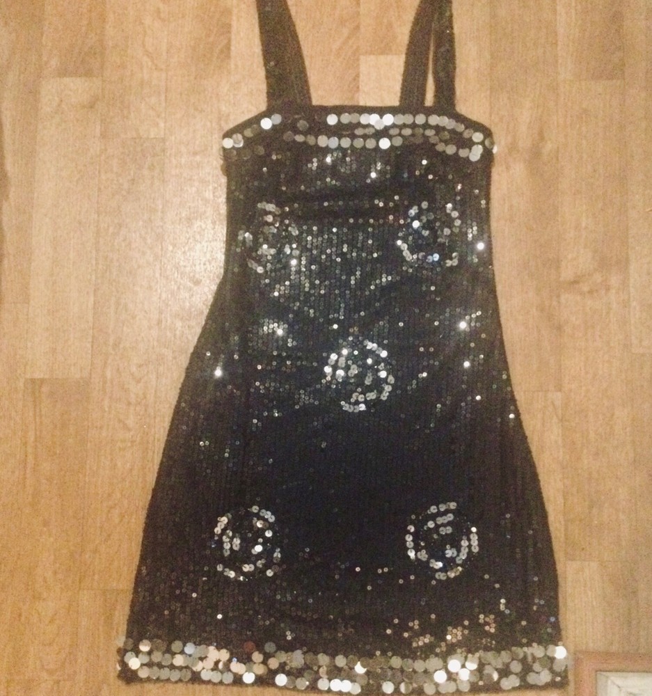 Azwell Black and Silver Sequin Beaded Dress Sz Sm