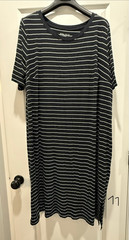 Ava & Viv Black & White Striped T-Shirt Dress 3X Stretch Round Neck Knee