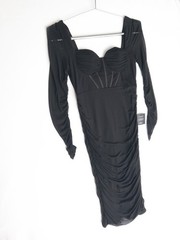 Lulus Dramatic Demure Corset Bustier Basque Indie Sleaze Mesh Dress Women XL NWT