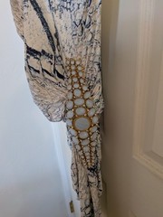 Sky Multicolor Snake Print Beaded Ruched Midi Sheath Dress Strapless Size L