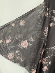 Torrid Nightfall Size 3 Deep V Neck Black Tiered Dress Mesh Floral Cats Romantic