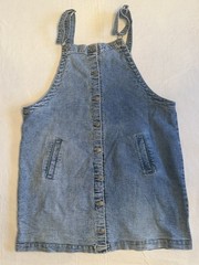 Women’s Blue Jeans Denim Overall Short Knee Dress XXL Pockets Stretch Adjustable