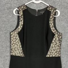 NEW $150 Ann Taylor Black Animal Print Leopard Sleeveless Sheath Dress Size 12