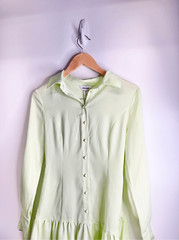 GRLFRND Mini Dress Extra Small Button Down Long Sleeve Lime Green