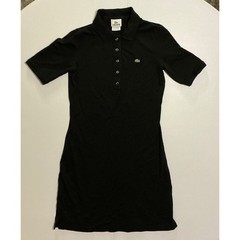 Lacoste Womens Black Pique Cotton Stretch Polo Dress Short Sleeve Sz 36 Tennis
