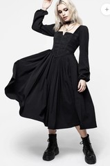 Disturbia Long Sleeve Mina Corset Midi Dress BLACK size 12 US size 16 UK New