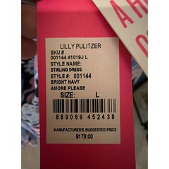 Lilly Pulitzer Stirling Dress Navy Amore Please Size Large Ruffles Blue Pink NEW