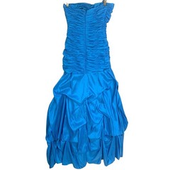 Jodi Kristopher Strapless Blue Gown Dress 5 Pageant Prom Ruched Pick Up Sparkle