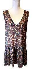 Chloe Oliver Multicolor Leopard Print Ruffle Drop Waist Mini Dress V-Neck Size M