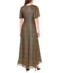 MSK Women&rsquo;s Metallic V-Neck Flutter-Sleeve Gown MSRP $129