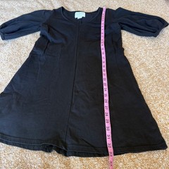 Velvet by Graham & Spencer Anthropologie Black Puff Sleeve V-Neck Cotton Dress