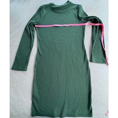 H&M Olive Green Ribbed Crew Neck Long Sleeve Sweater Dress – Size Large