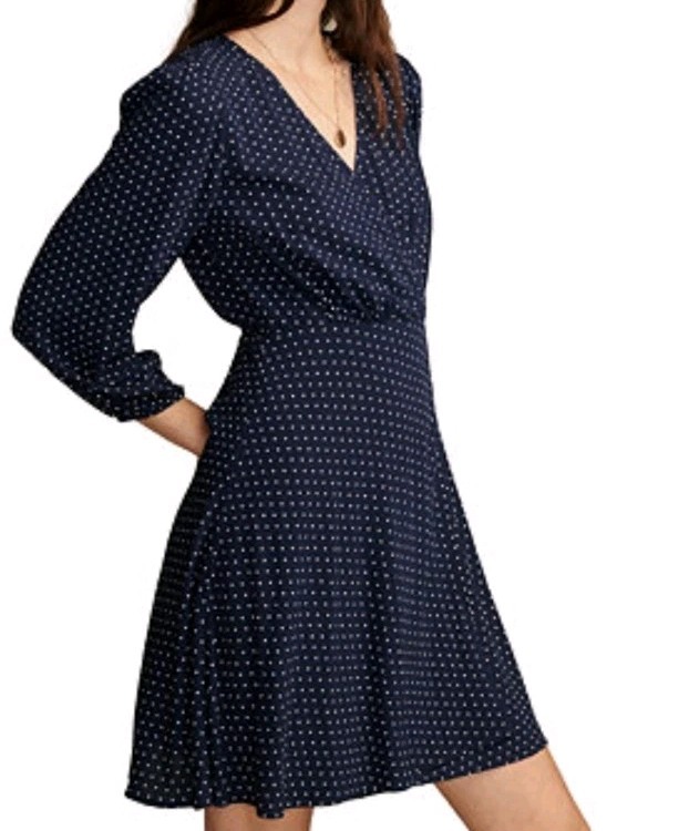 Lucky Brand Women’s Small Blue Polka Dot Wrap Dress