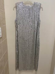 H&M PREMIUM QUALITY Thick Silver Beaded Embellished Sequin Dress Size 4 NWT