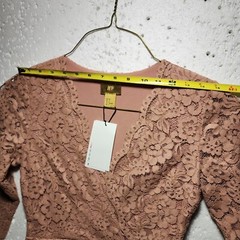 H&M Dress Womens Size 6 Midi Brick Brown Long Sleeve Layered Embroidered NWT