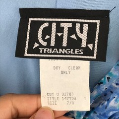 Vintage City Triangles Floral V Neck Sleeveless Midi Dress Women Size 7/8 Blue