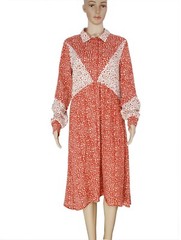 Object Collection Printed Button Midi Dress Long Sleeve NWT Medium M 38
