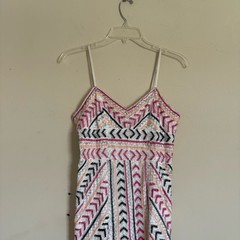 Parker Casey Beaded Patterned SequinWhite/Pink Women&rsquo;s Dress XS