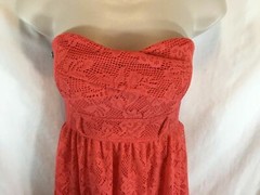Deb Juniors Sz 5 Orange Halter Dress Lace Over LIning Mini RN 55961