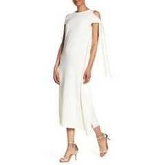 HELMUT LANG NWT Ivory Midi Dress Shoulder Tie Extra Small XS