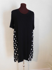Gershon Bram Black White Polka Dot Flowy Short Sleeve Dress Size M