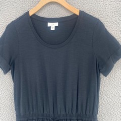J Jill Dress Women Extra Small Black Knit Drawstring Waist Blouson Button Pocket