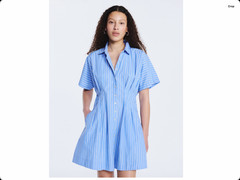 Free Assembly Blue Striped Cotton Corset Mini Shirtdress Women&rsquo;s Size M NWT