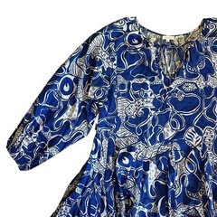 Rhode Women’s Sz M Blue Floral Print Mini Dress Emma Long Sleeve