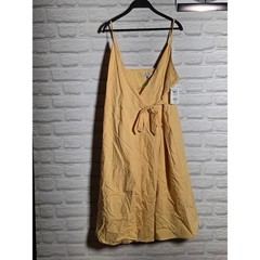 The Good Jane Yellow Wrap Front Midi Dress Sleeveless Spaghetti Strap Womens XL