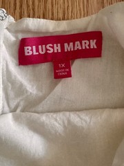 BLUSH MARK Women&rsquo;s White Tiered Tassel Mini Dress with Square Neckline- Sz. 1X