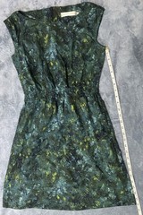 Sunhee Moon Green Blue Yellow Abstract Cotton Sheath Dress Boat Neck Zip Size 1