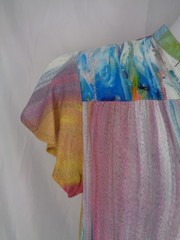Parsley Sage Abstract Watercolor Flutter Sleeve Dress Size Medium