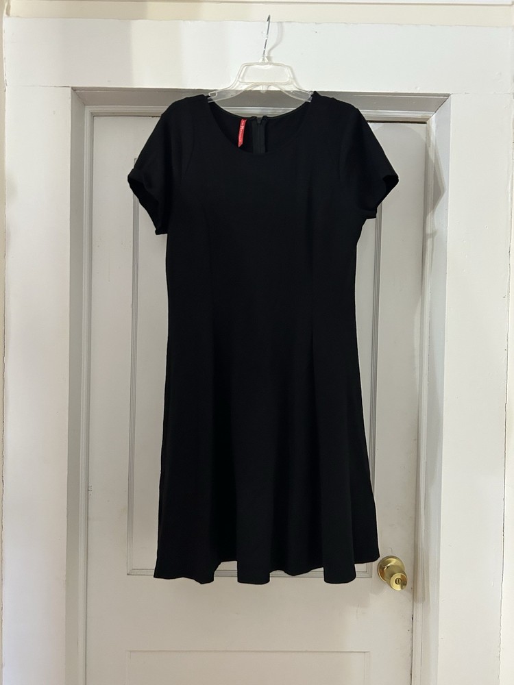 Ruby Ribbon Short Sleeve Black Slimming Lined Shapewear Black Knit Dress Size XL