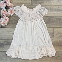 Muche Et Muchette Off The Shoulder Mini Dress Ruffle Romantic boho Petal Pink