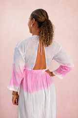 Tie Dye Boho Maxi Kaftan Beach Dress Pastel Colours – 100% Cotton