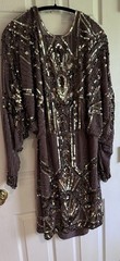 ASOS DESIGN Curve linear embellished batwing mini dress with cowl back US Sz 20