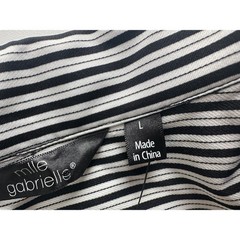 Mlle Gabrielle Black White Striped Half Zip Tie Waist Shirt Dress Sz Large NWT