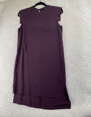 AllSaints Silk Dress Size 4 US EU 36 Purple Maroon 100% Silk Lined Minimalist