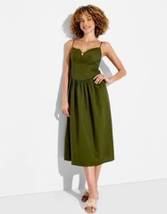 Women&rsquo;s Size Small Keyhole Poplin Midi Dress – Wild Fable Green