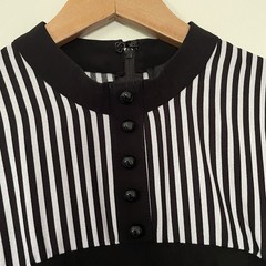 NWT Collectif Zelda Pencil Dress 6 Black White Striped Belted Retro Halloween