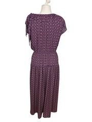 NWT Banana Republic Shirred Neck Drop Waist Midi Dress Pink Geo Medium
