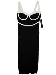 NEW Almost Famous Bodycon Midi Dress Womens XL Black Bustier Mod Retro 60s Glam