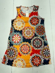 Simple Fun Womens Orange Black Circle Print Tank Dress Size Large