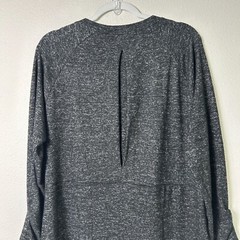 CAbi PJ Sweater Dress Size M Gray Long Ruched Sleeve Split Neck Stretch 3829
